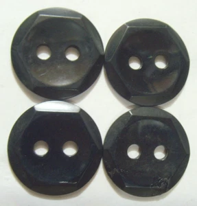 1920s antique 4 Large 34 mm Hexagon motif black fakelite buttons 52510 - Picture 1 of 5