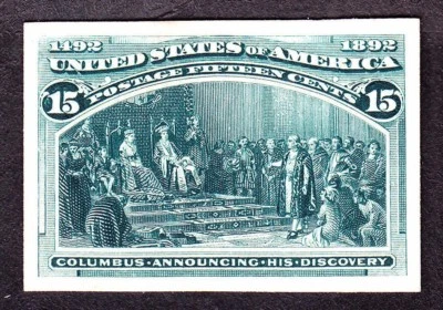 US 238P4 15c Columbian Exposition Proof on Card XF SCV $80 - Image 1 of 2
