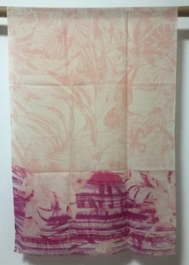 100% wool scarf women neckerchief Shawl wrap large floral pink red purple W159 - Picture 1 of 4