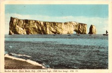 Rocher Perce Rock PQ WB Postcard PM WOB Note VTG Vintage