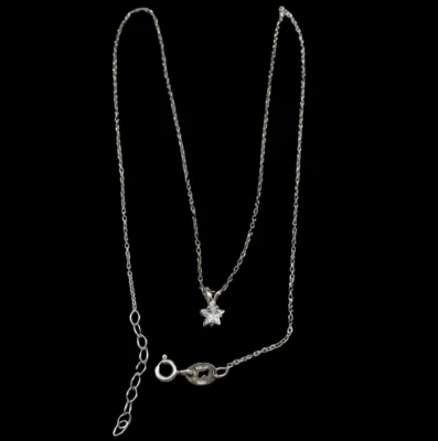 Collana donna stella puntoluce zircone naturale brillante argento 925 40/43,5cm. - Immagine 1 di 4
