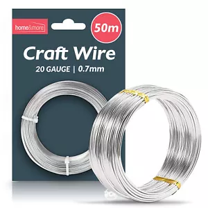 50M Craft Wire 0.7mm 20 Gauge Jewellery Modelling Bendy Silver Aluminium Florist - Picture 1 of 7