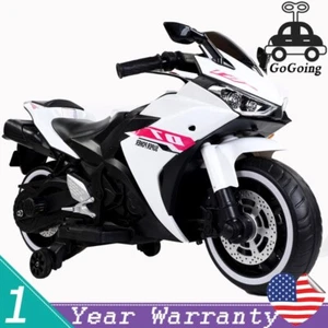 12V Kids Motorcycle Ride On Toy w/ Training Wheels 1.8~3.2 mph for kid 3-6 White - Picture 1 of 12