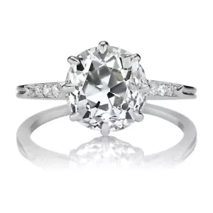 Old Mine Cut Diamond Ring 2.70 Ct Round Solitaire IGI Lab Grown 950 Platinum - Picture 1 of 10