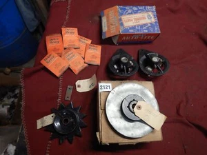 NOS STUDEBAKER GENERATOR PARTS LOT PULLEY FAN BACKER PLATE BRUSH HOLDER HAWK - Picture 1 of 11
