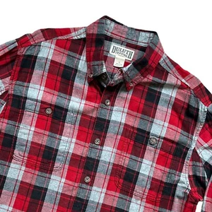 Camicia Duluth Trading flanella uomo taglia grande rossa a quadri manica lunga bottoni davanti - Foto 1 di 6