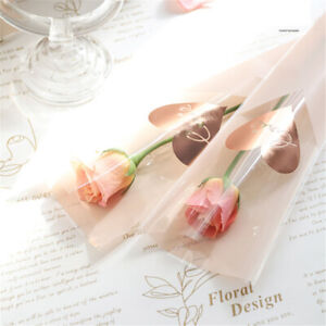 30Pcs Flower Packaging Bag Plastic Single Rose Bouquet Wrapping Valentine's Day