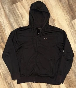 Oakley Sweater Mens Medium Black Full Zip Logo Pocket Hooded Casual Sweatshirt - Picture 1 of 22