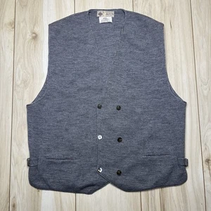 VTG Louis George-Wally Double Breasted Wool Vest Waist Coat Mens Medium Gray - Picture 1 of 10