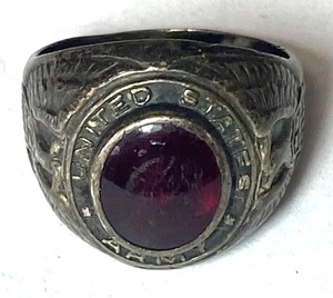 Sterling Silber United States Army roter Siegelring 20 mm Größe 10 - Bild 1 von 3