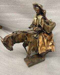 Vtg Mexico Paper Machete Figure Couple On Horse 16 Inches Tall 03 - Picture 1 of 8