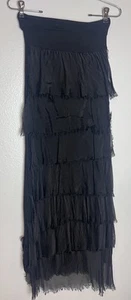 Meo Meli Womens Silk Layers Skirt Made In Italy Boho Festival Small Black - Picture 1 of 10