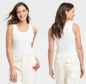 Camiseta sin mangas para mujer ajustada acanalada encogida - hilo universal blanco talla XXL. Nuevo con etiquetas Q - Imagen 1 de 7