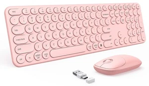 Wireless Keyboard and Mouse Combo, Cute Pink Keyboard & Mouse with USB and Ty... - Picture 1 of 7