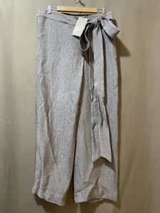 NWT ZARA Women Hi-Rise Wrap Belt Tie Waist Texture Wide Leg Crop Pants SZ L Gray - Picture 1 of 15