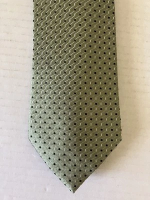 Corbata para hombre Perry Ellis Portfolio corbata seda verde azul blanco puntos guiones 58" Foto 1 de 4