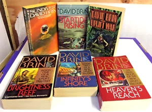 Lot of 6 David Brin books: Complete Uplift Series (2 First Editions /Prints) - Picture 1 of 16