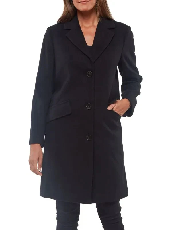 Sanctuary B10813 Womens Black Single Breasted Wool Coat Size S