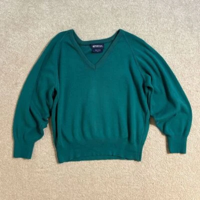 Puritan Vintage Cotton V-Neck Men's Sweater Classic Pullover Knit Green XL - Image 1 of 4