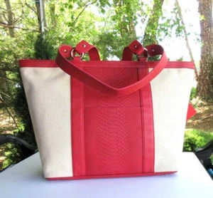 GiGi New York NEU Mitchell Beuteltasche Leinen und Leder Koralle Liste 295 $ - Bild 1 von 9