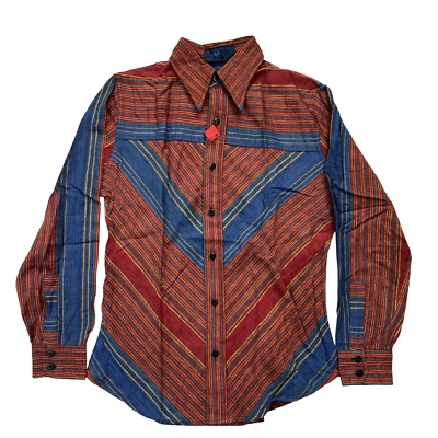 Vintage 70s Shirt Mens LARGE / MED Devil Co Sheer Woven Gauze Mesh Cotton Camp - Image 1 of 4