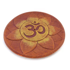 NEW OM Incense Burner 5" for Sticks Painted Cast Resin Altar Plate - Picture 1 of 3