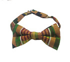 Deep Yellow, Green, Red Kente Youth Pre-Tied Bow Tie