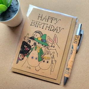 Tarjeta de cumpleaños Moomins - Tarjeta de cumpleaños grupal de programa de televisión de dibujos animados de los 90 - Imagen 1 de 3