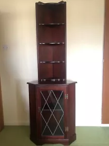 Solid Wood Corner Unit With Leaded Door And Light Inside. Can Be Separated. - Picture 1 of 3