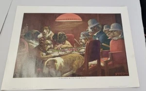 Vintage CM Coolidge Poker Dogs Print "Pinched With Four Aces" Brown & Bigelow - Picture 1 of 7