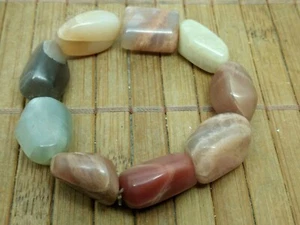 Bracelet PIERRE DE LUNE ORTHOSE perles en pierres roulées - import USA - reiki - Picture 1 of 3