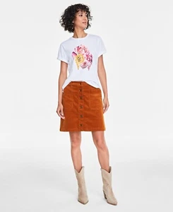 On 34th Women's Short-Sleeve Floral Graphic T-Shirt Bright White SZ XS - Picture 1 of 6