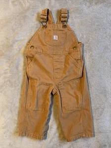 Carhartt Double Knee Bib Overalls Toddler 18 Months Brown Size 18M - Picture 1 of 3