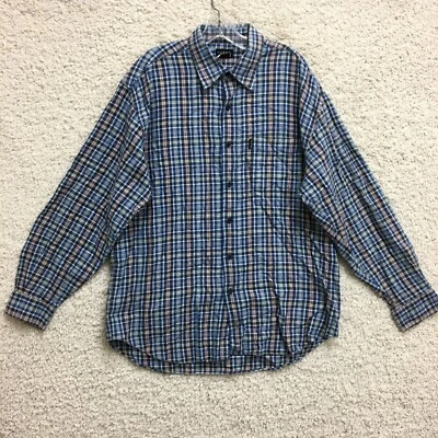 VINTAGE Guess Button Up Shirt Extra Large Adult Blue Plaid Long Sleeve Mens XL - Image 1 of 4