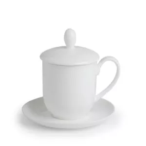 Teetasse mit Sieb und Deckel Sabine Fine Bone China Porzellan weiss - Bild 1 von 1