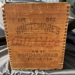 Vintage Boston Whittemores Goldrand Werbung Holzkiste Kiste - Bild 1 von 15