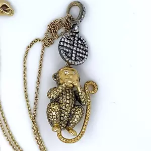 18k Oro "Habla No Mal "Diamante Mono Colgante W/ Collar Lorraine Schwartz - Imagen 1 de 23