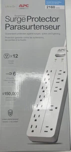 APC PH12W HOME OFFICE SURGEARREST 12 OUTLETS 120V WHITE SURGE PROTECTORS - Picture 1 of 3