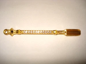 Mini Spoon/Shovel Alloy Rhinestone Gold Tone Pendant New! Bling! - Picture 1 of 2