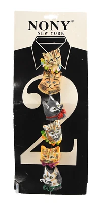 NONY New York Cat Face Button Covers Set of 6 Resin Vintage NOS - Image 1 of 4
