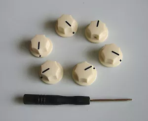 6x Guitar 1/4" Mini MXR Style AMP Knobs Effect Pedal Knob / Set Screw Aged White - Picture 1 of 4