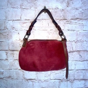 Gap Vintage Wine Suede Braided Y2K Leather Mini Hobo Bag - Picture 1 of 10