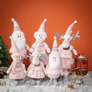 Pink Standing Christmas Decorations Dolls Ornaments Set Santa Snowman 36/56cm - Picture 1 of 34