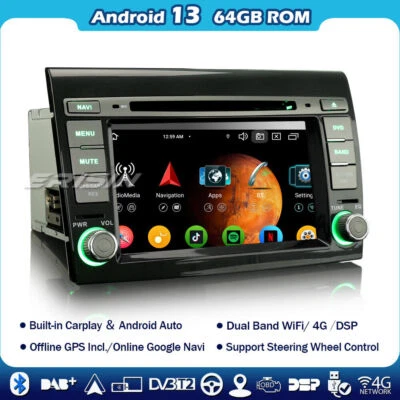 8 Kern Android 14 Navi Autoradio Carplay BT5.0 SWC DVD Radio DSP DVR Fiat Bravo - Bild 1 von 4