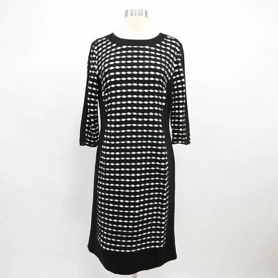 Gerry Weber 紧身连衣裙女式 8 黑色白色球衣弹力圆领职业 — 第 1/4 张图片