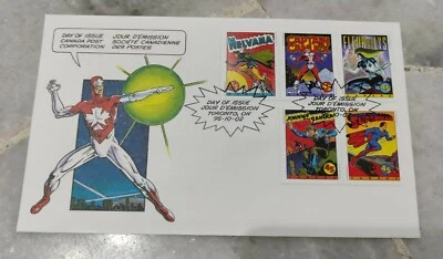 Marvel Comics Superhero Super Heroes stamp FDC 1995 - Superman Captain Canuck - Image 1 of 4