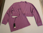 Monrow Women Sz S Purple French Terry Tank Top & L/S Cropped Shirt 2-Pc Set $185