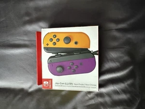 Nintendo Switch Joy-Con Neon Purple & Orange Wireless Gaming Controller Pair - Picture 1 of 2