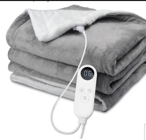 Electric Heated Blanket 50×60 inches, white and gray color Flannel 6 Heatining - Bild 1 von 10