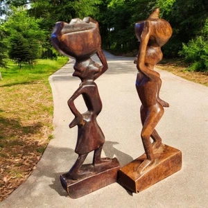 Two African Hand Carved Wooden Figures - Picture 1 of 14